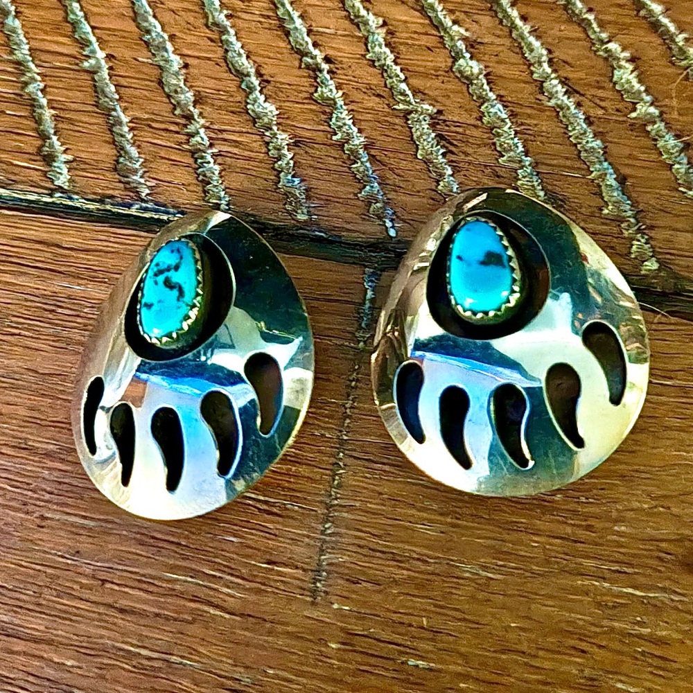 Stunning Silver and Turquoise Clip Earrings